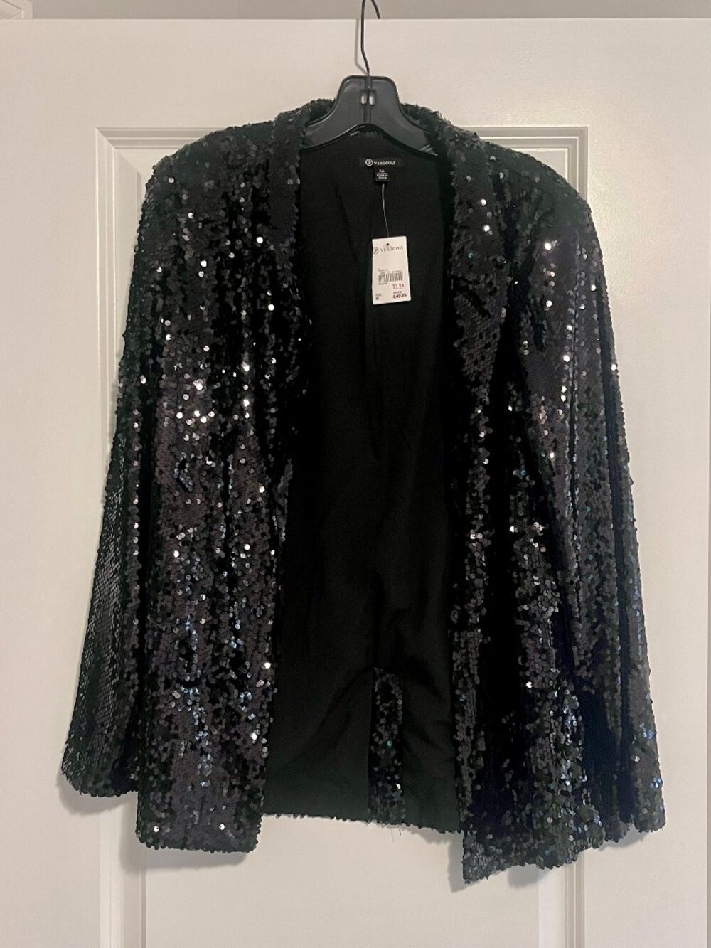 Versona Black Sequin Open-Front Blazer